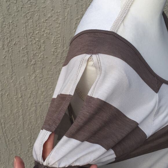 A.N.A Cold Shoulder Short Sleeve Stripped Top Women's size Petite Small - Picture 3 of 8